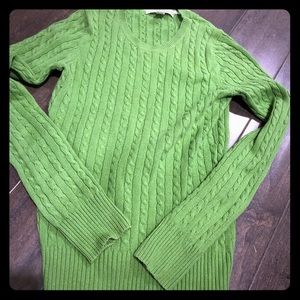 Green cable knit sweater